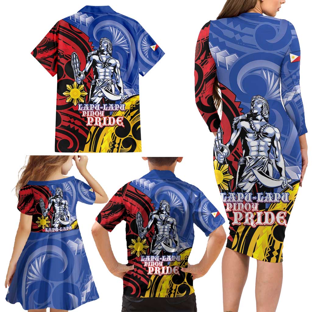 Philippines Lapu-Lapu Family Matching Long Sleeve Bodycon Dress and Hawaiian Shirt Proud Of My King LT05 - Polynesian Pride