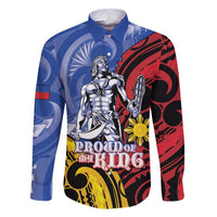 Philippines Lapu-Lapu Family Matching Long Sleeve Bodycon Dress and Hawaiian Shirt Proud Of My King LT05 Dad's Shirt - Long Sleeve Blue - Polynesian Pride