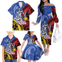 Philippines Lapu-Lapu Family Matching Off The Shoulder Long Sleeve Dress and Hawaiian Shirt Proud Of My King LT05 - Polynesian Pride