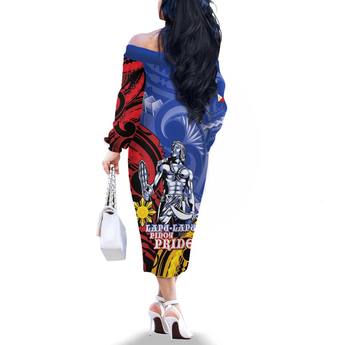 Philippines Lapu-Lapu Family Matching Off The Shoulder Long Sleeve Dress and Hawaiian Shirt Proud Of My King LT05 - Polynesian Pride