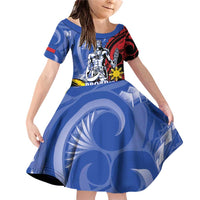 Philippines Lapu-Lapu Family Matching Off Shoulder Short Dress and Hawaiian Shirt Proud Of My King LT05 Daughter's Dress Blue - Polynesian Pride