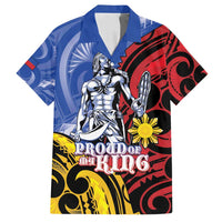 Philippines Lapu-Lapu Family Matching Summer Maxi Dress and Hawaiian Shirt Proud Of My King LT05 Dad's Shirt - Short Sleeve Blue - Polynesian Pride