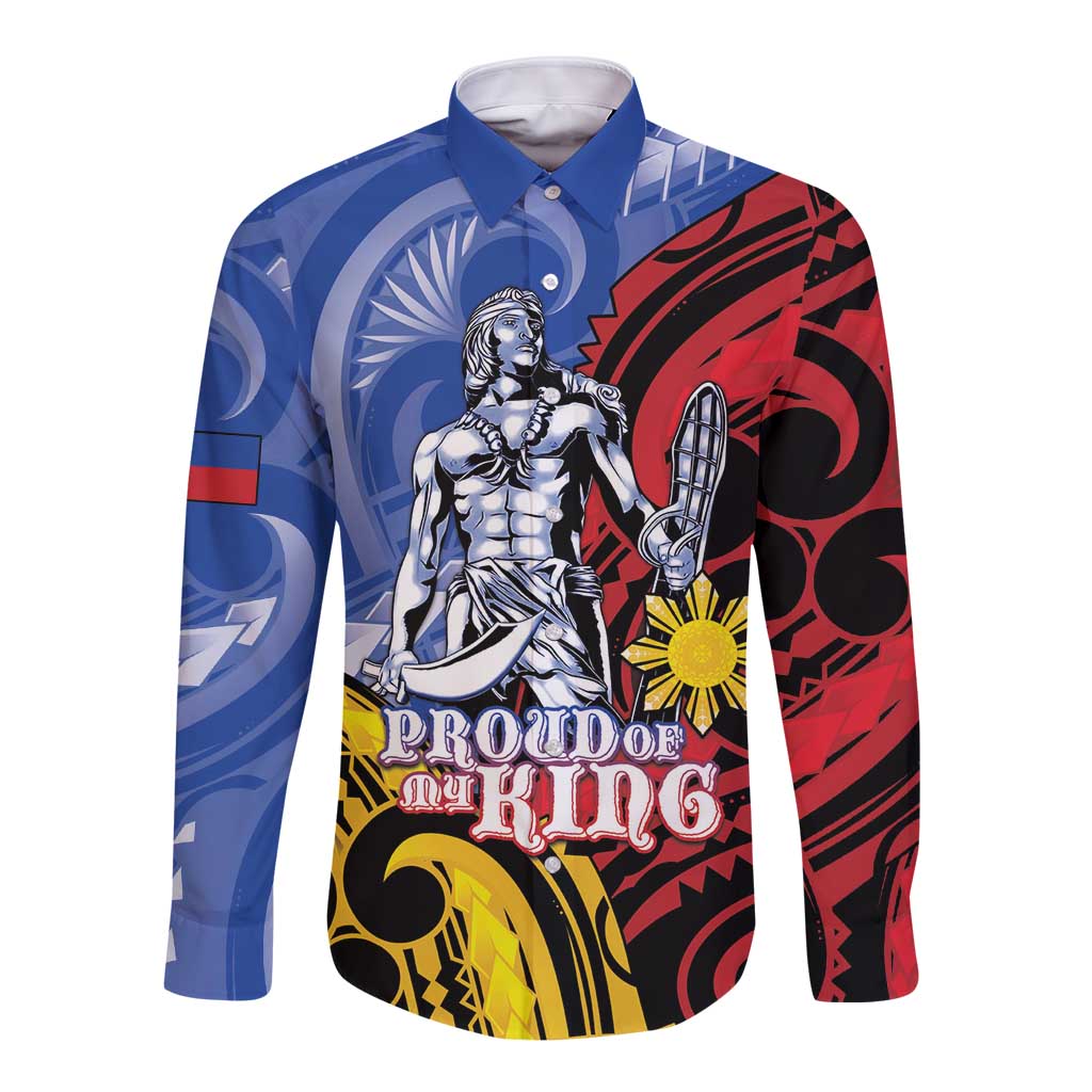 Philippines Lapu-Lapu Long Sleeve Button Shirt Proud Of My King LT05 Unisex Blue - Polynesian Pride
