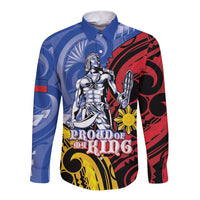 Philippines Lapu-Lapu Long Sleeve Button Shirt Proud Of My King LT05 Unisex Blue - Polynesian Pride