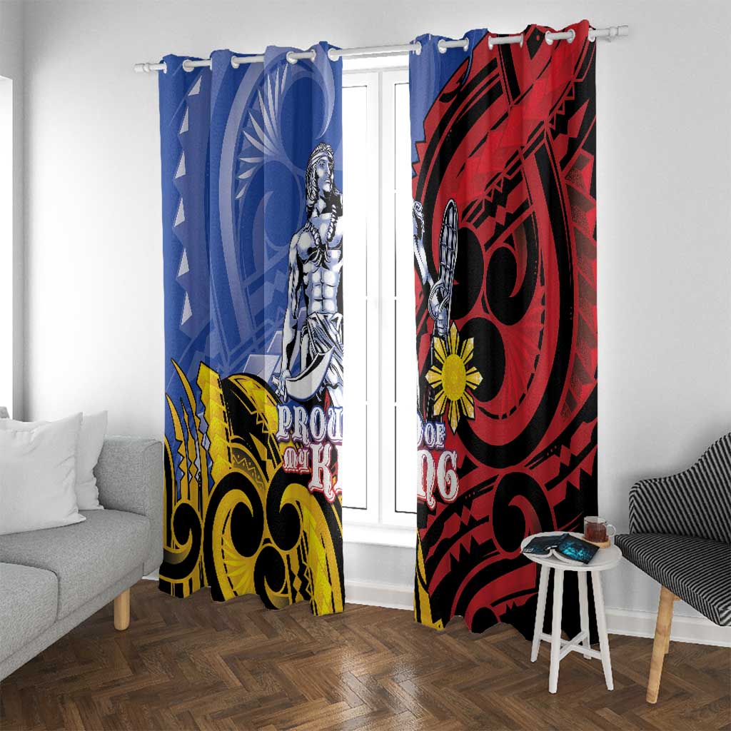 Philippines Lapu-Lapu Window Curtain Proud Of My King LT05 With Grommets Blue - Polynesian Pride