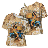 Aloha Hawaii Biker Cross Shoulder Shirt Ride To Paradise