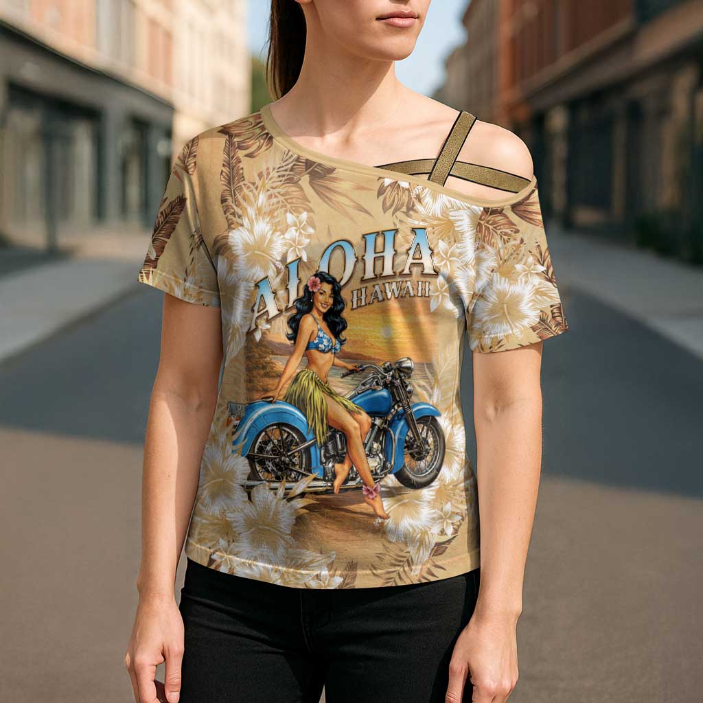 Aloha Hawaii Biker Cross Shoulder Shirt Ride To Paradise