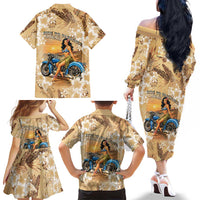 Aloha Hawaii Biker Family Matching Off The Shoulder Long Sleeve Dress and Hawaiian Shirt Ride To Paradise LT05 - Polynesian Pride
