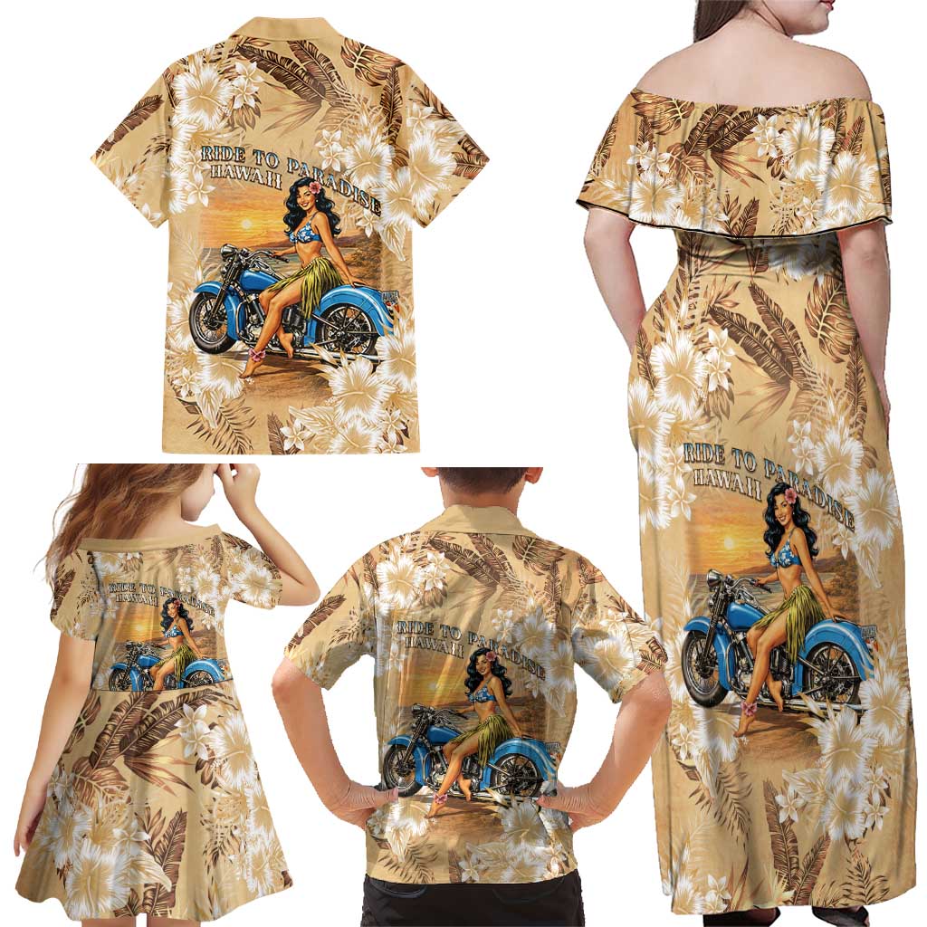 Aloha Hawaii Biker Family Matching Off Shoulder Maxi Dress and Hawaiian Shirt Ride To Paradise LT05 - Polynesian Pride