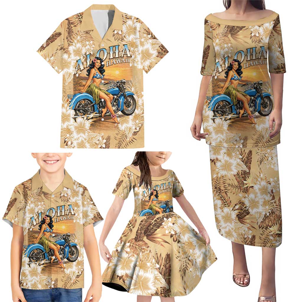 Aloha Hawaii Biker Family Matching Puletasi and Hawaiian Shirt Ride To Paradise LT05 - Polynesian Pride