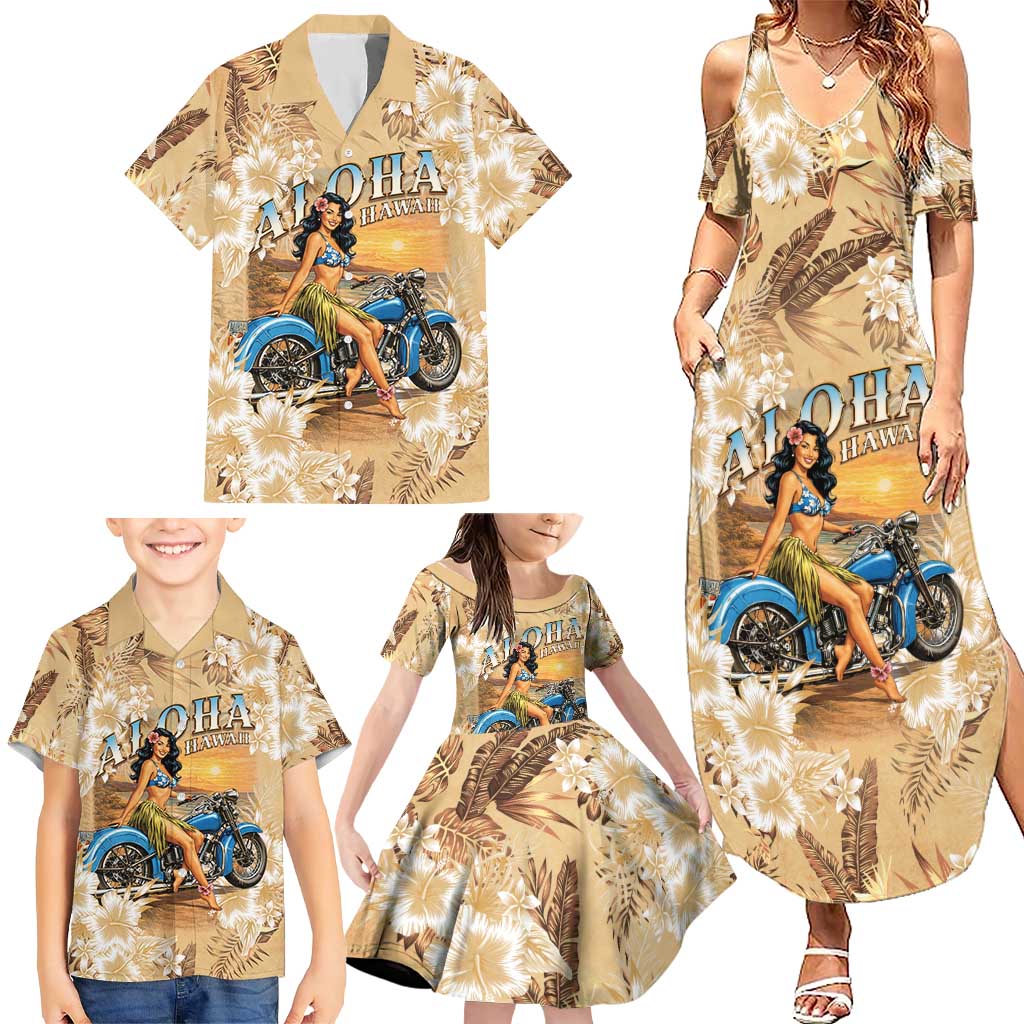 Aloha Hawaii Biker Family Matching Summer Maxi Dress and Hawaiian Shirt Ride To Paradise LT05 - Polynesian Pride