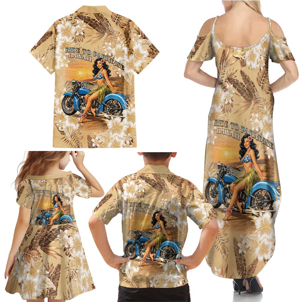 Aloha Hawaii Biker Family Matching Summer Maxi Dress and Hawaiian Shirt Ride To Paradise LT05 - Polynesian Pride