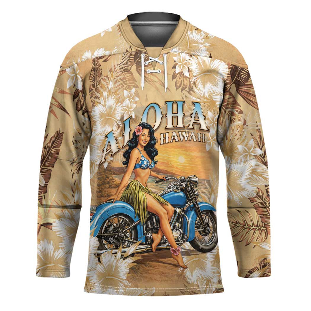 Aloha Hawaii Biker Hockey Jersey Ride To Paradise LT05 Unisex Beige - Polynesian Pride