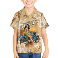 Aloha Hawaii Biker Kid Hawaiian Shirt Ride To Paradise LT05 Kid Beige - Polynesian Pride
