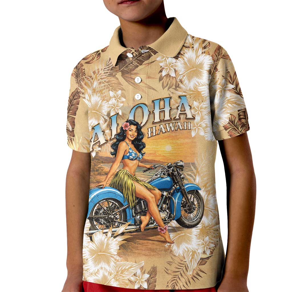 Aloha Hawaii Biker Kid Polo Shirt Ride To Paradise