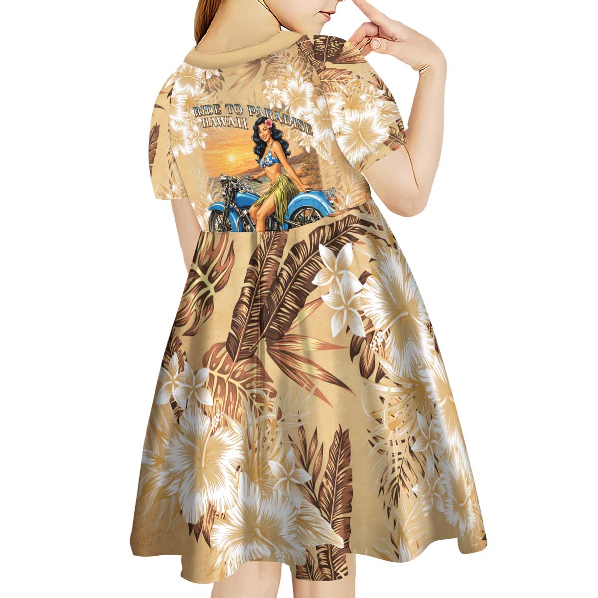 Aloha Hawaii Biker Kid Short Sleeve Dress Ride To Paradise