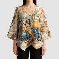 Aloha Hawaii Biker Kimono Sleeve Blouse Ride To Paradise