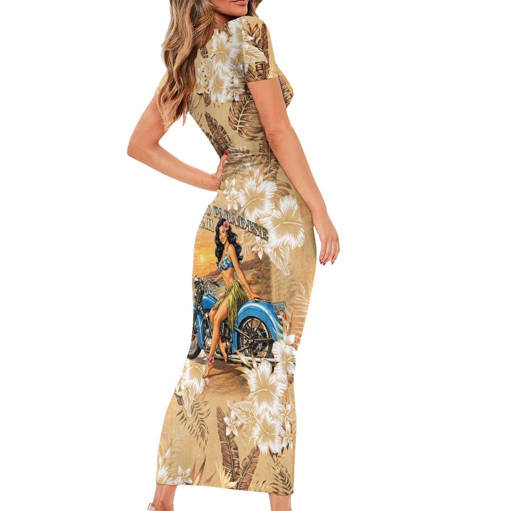 Aloha Hawaii Biker Short Sleeve Bodycon Dress Ride To Paradise