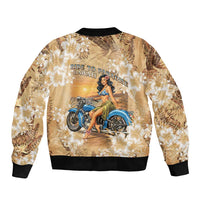 Aloha Hawaii Biker Sleeve Zip Bomber Jacket Ride To Paradise