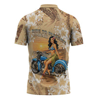 Aloha Hawaii Biker Zipper Polo Shirt Ride To Paradise