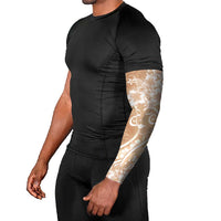Polynesian Women's Day Arm Sleeves Brown Hibiscus Flowers With Polynesian Pattern