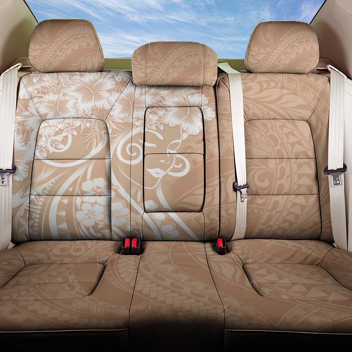 Polynesian Women's Day Back Car Seat Cover Brown Hibiscus Flowers With Polynesian Pattern LT05 One Size Brown - Polynesian Pride