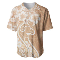 Polynesian Women's Day Baseball Jersey Brown Hibiscus Flowers With Polynesian Pattern