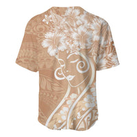 Polynesian Women's Day Baseball Jersey Brown Hibiscus Flowers With Polynesian Pattern