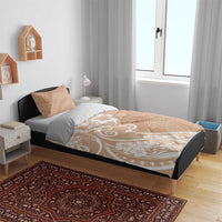 Polynesian Women's Day Bedding Set Brown Hibiscus Flowers With Polynesian Pattern