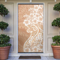 Polynesian Women's Day Door Cover Brown Hibiscus Flowers With Polynesian Pattern LT05 Brown - Polynesian Pride