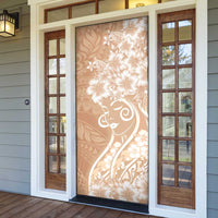 Polynesian Women's Day Door Cover Brown Hibiscus Flowers With Polynesian Pattern LT05 - Polynesian Pride