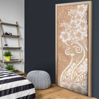 Polynesian Women's Day Door Cover Brown Hibiscus Flowers With Polynesian Pattern LT05 - Polynesian Pride