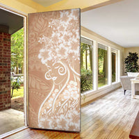 Polynesian Women's Day Door Cover Brown Hibiscus Flowers With Polynesian Pattern LT05 - Polynesian Pride