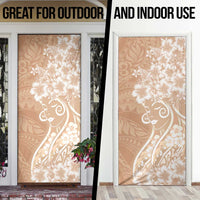 Polynesian Women's Day Door Cover Brown Hibiscus Flowers With Polynesian Pattern LT05 - Polynesian Pride