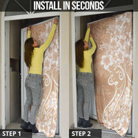 Polynesian Women's Day Door Cover Brown Hibiscus Flowers With Polynesian Pattern LT05 - Polynesian Pride