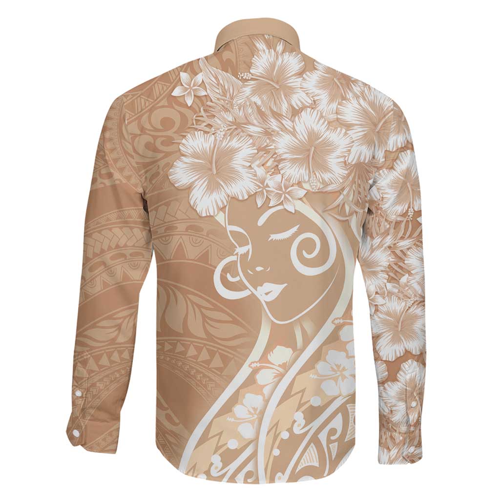 Polynesian Women's Day Family Matching Short Sleeve Bodycon Dress and Hawaiian Shirt Brown Hibiscus Flowers With Polynesian Pattern LT05 - Polynesian Pride