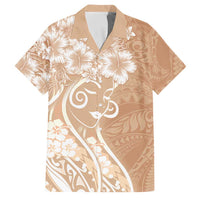 Polynesian Women's Day Family Matching Summer Maxi Dress and Hawaiian Shirt Brown Hibiscus Flowers With Polynesian Pattern LT05 Dad's Shirt - Short Sleeve Brown - Polynesian Pride