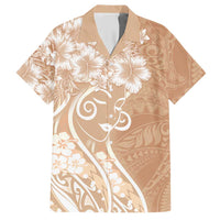 Polynesian Women's Day Hawaiian Shirt Brown Hibiscus Flowers With Polynesian Pattern LT05 Brown - Polynesian Pride