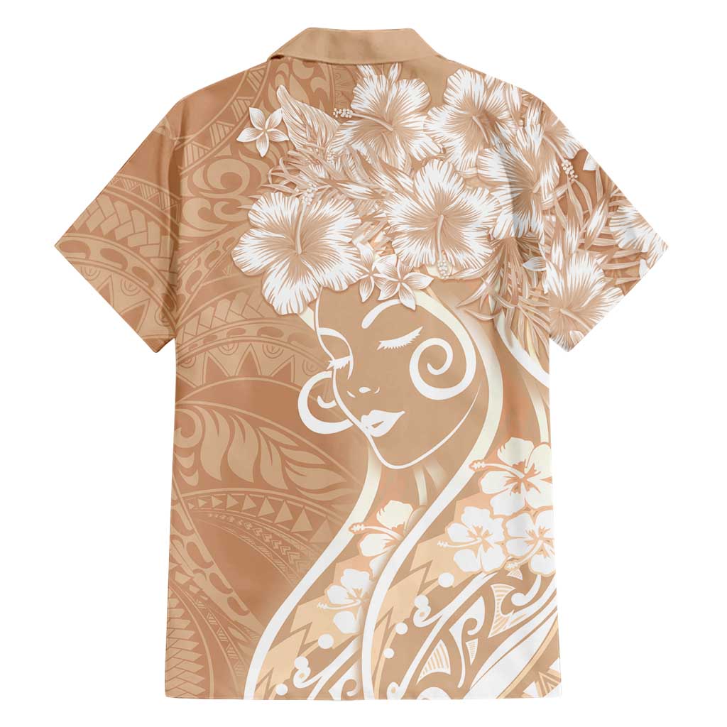 Polynesian Women's Day Hawaiian Shirt Brown Hibiscus Flowers With Polynesian Pattern LT05 - Polynesian Pride