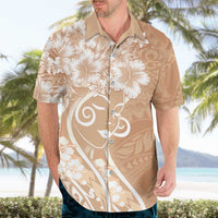 Polynesian Women's Day Hawaiian Shirt Brown Hibiscus Flowers With Polynesian Pattern LT05 - Polynesian Pride