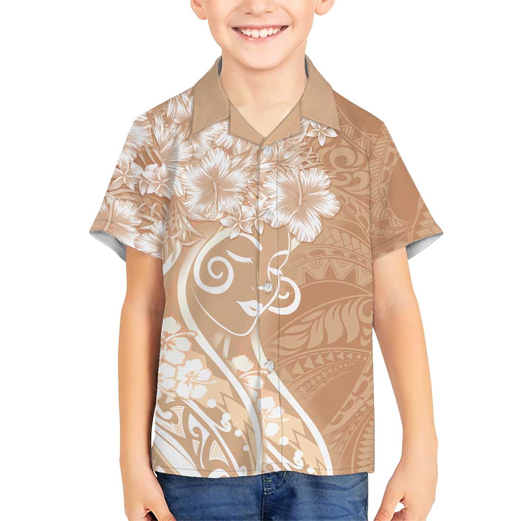 Polynesian Women's Day Hawaiian Shirt Brown Hibiscus Flowers With Polynesian Pattern LT05 - Polynesian Pride