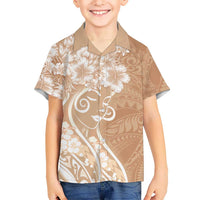Polynesian Women's Day Hawaiian Shirt Brown Hibiscus Flowers With Polynesian Pattern LT05 - Polynesian Pride