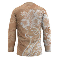Polynesian Women's Day Hockey Jersey Brown Hibiscus Flowers With Polynesian Pattern LT05 - Polynesian Pride