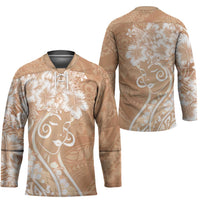 Polynesian Women's Day Hockey Jersey Brown Hibiscus Flowers With Polynesian Pattern LT05 - Polynesian Pride