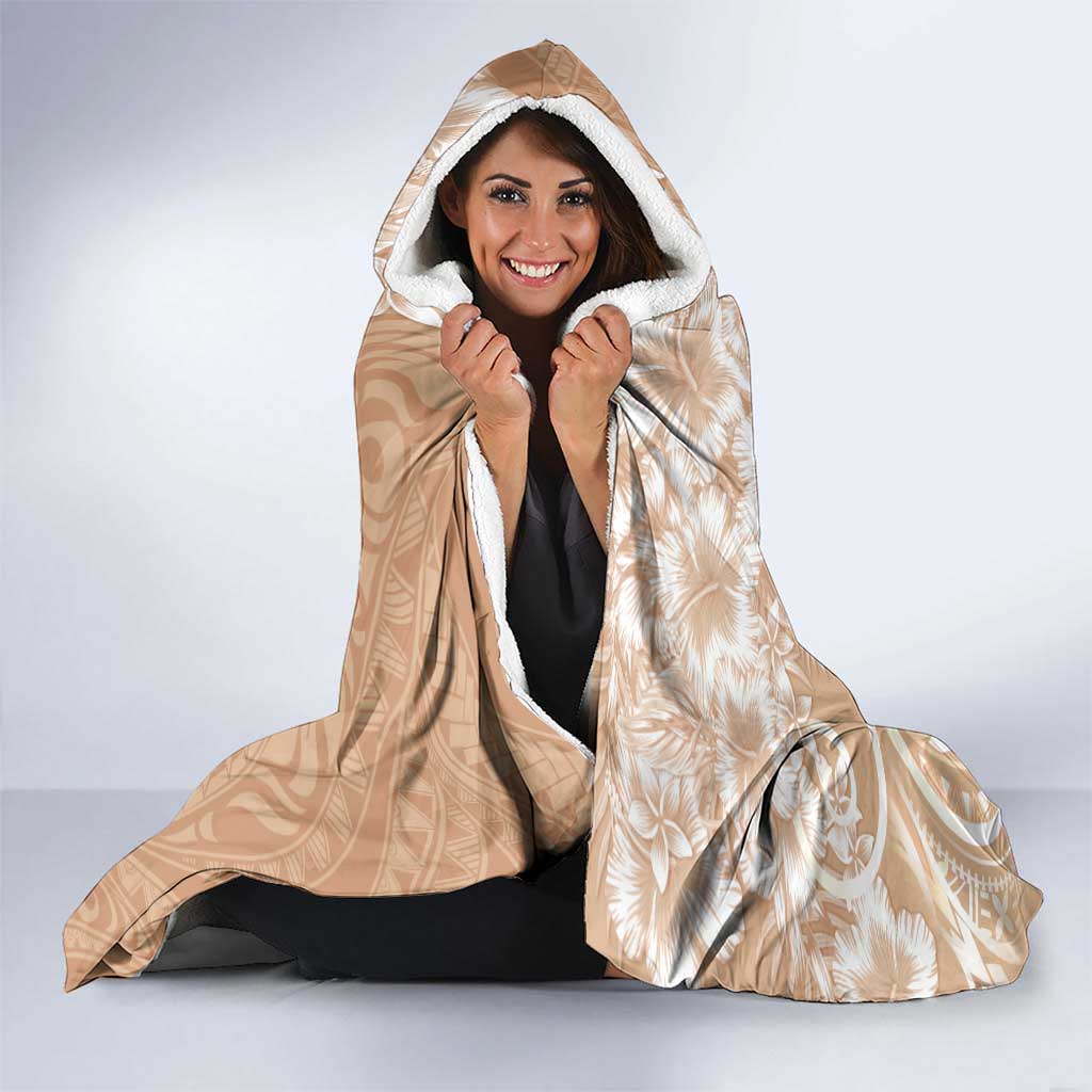 Polynesian Women's Day Hooded Blanket Brown Hibiscus Flowers With Polynesian Pattern LT05 - Polynesian Pride