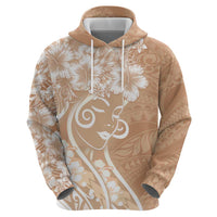 Polynesian Women's Day Hoodie Brown Hibiscus Flowers With Polynesian Pattern