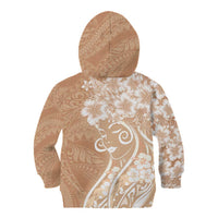 Polynesian Women's Day Kid Hoodie Brown Hibiscus Flowers With Polynesian Pattern LT05 - Polynesian Pride