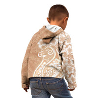 Polynesian Women's Day Kid Hoodie Brown Hibiscus Flowers With Polynesian Pattern LT05 - Polynesian Pride