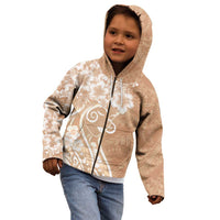 Polynesian Women's Day Kid Hoodie Brown Hibiscus Flowers With Polynesian Pattern LT05 - Polynesian Pride