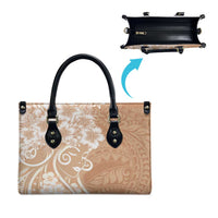 Polynesian Women's Day Leather Bag Brown Hibiscus Flowers With Polynesian Pattern